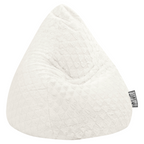 Magma Sitting Point Sitzsack in Weiss mit flauschigem Herzchen-Fellimitat-Bezug, Tropfenform