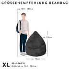 Magma Beanbag XL in Dunkelgrau, ca. 110x70cm, Größenempfehlung für Personen von 100–180cm
