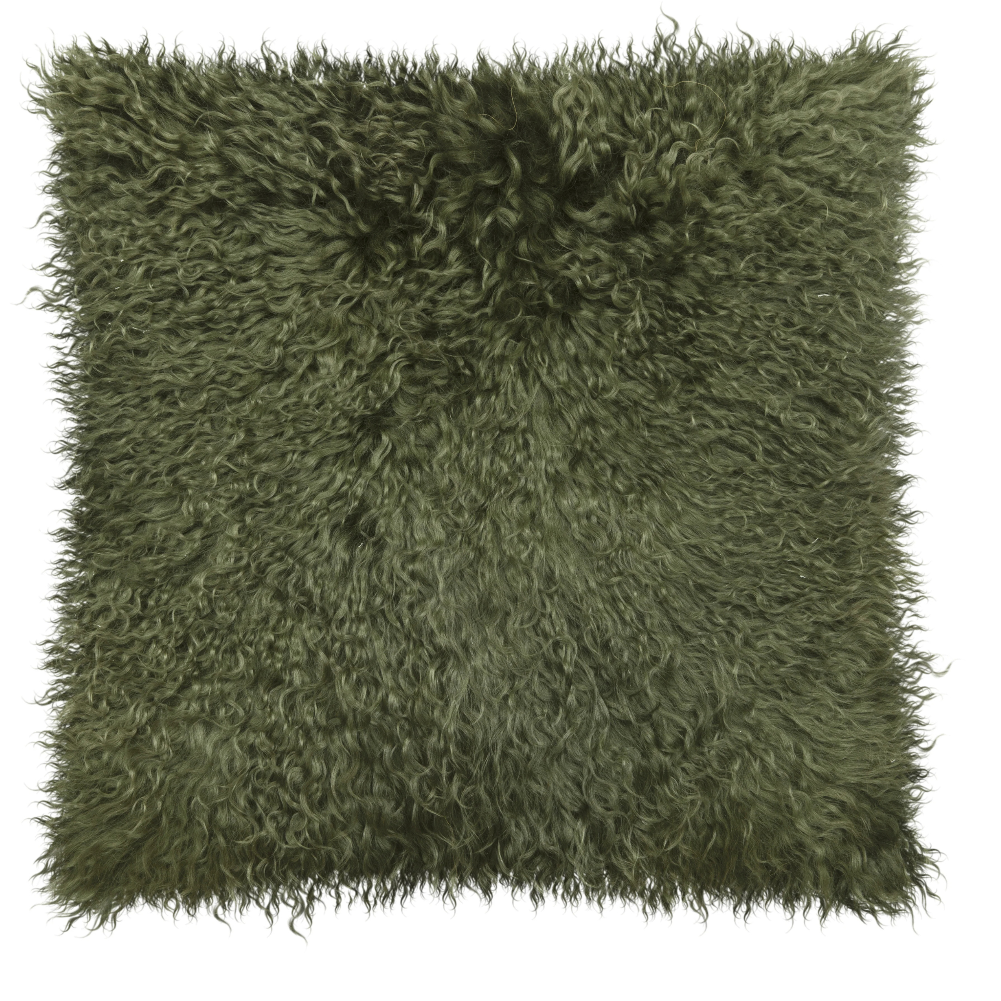 Coussin en peau d'agneau 40x40 vert