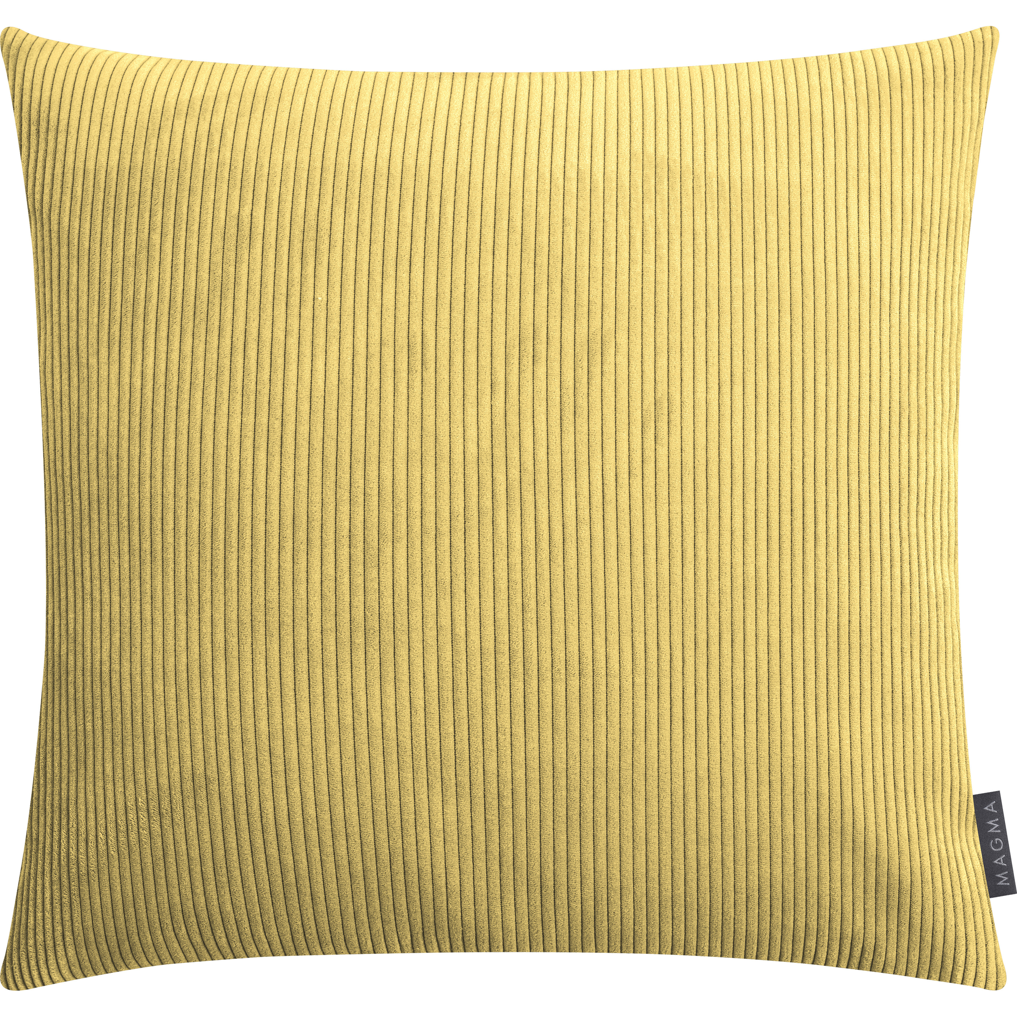 Coussin Inga 50x50 en velours côtelé jaune avec garniture de qualité supérieure