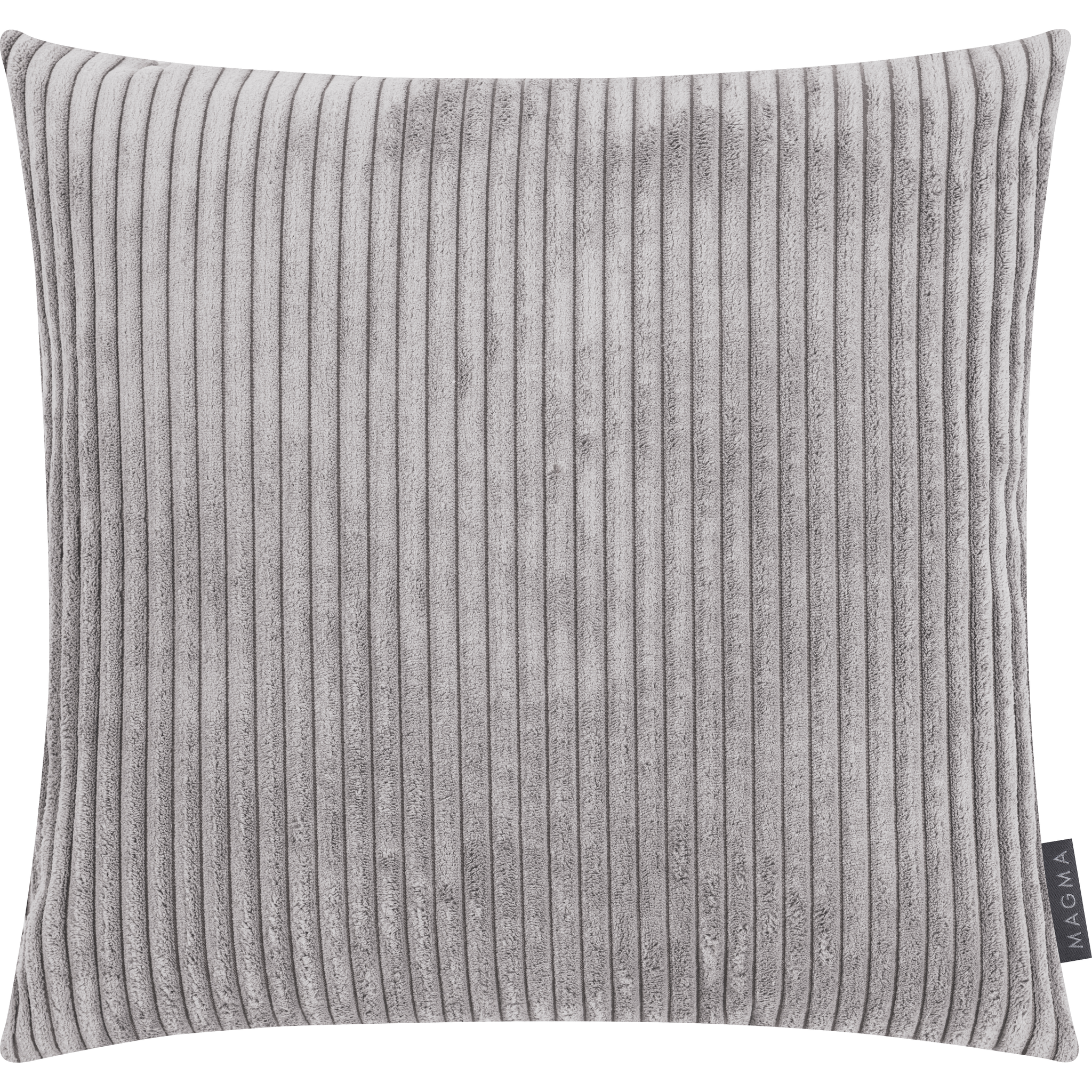 Coussin Shara 45x45 cm, velours côtelé gris pelucheux, garnissage de qualité supérieure