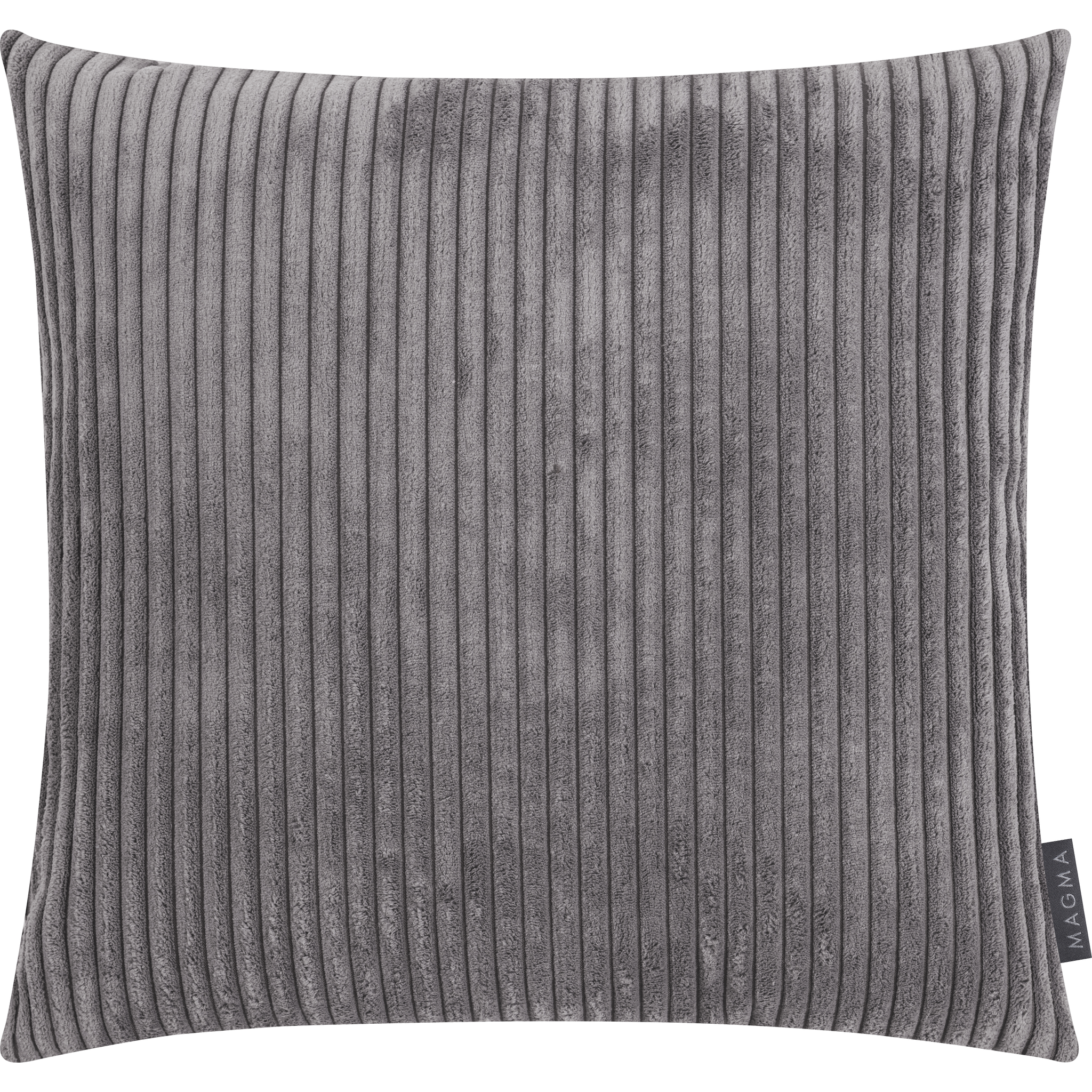 Coussin Shara 45x45 cm, velours côtelé pelucheux, anthracite, garnissage de qualité supérieure