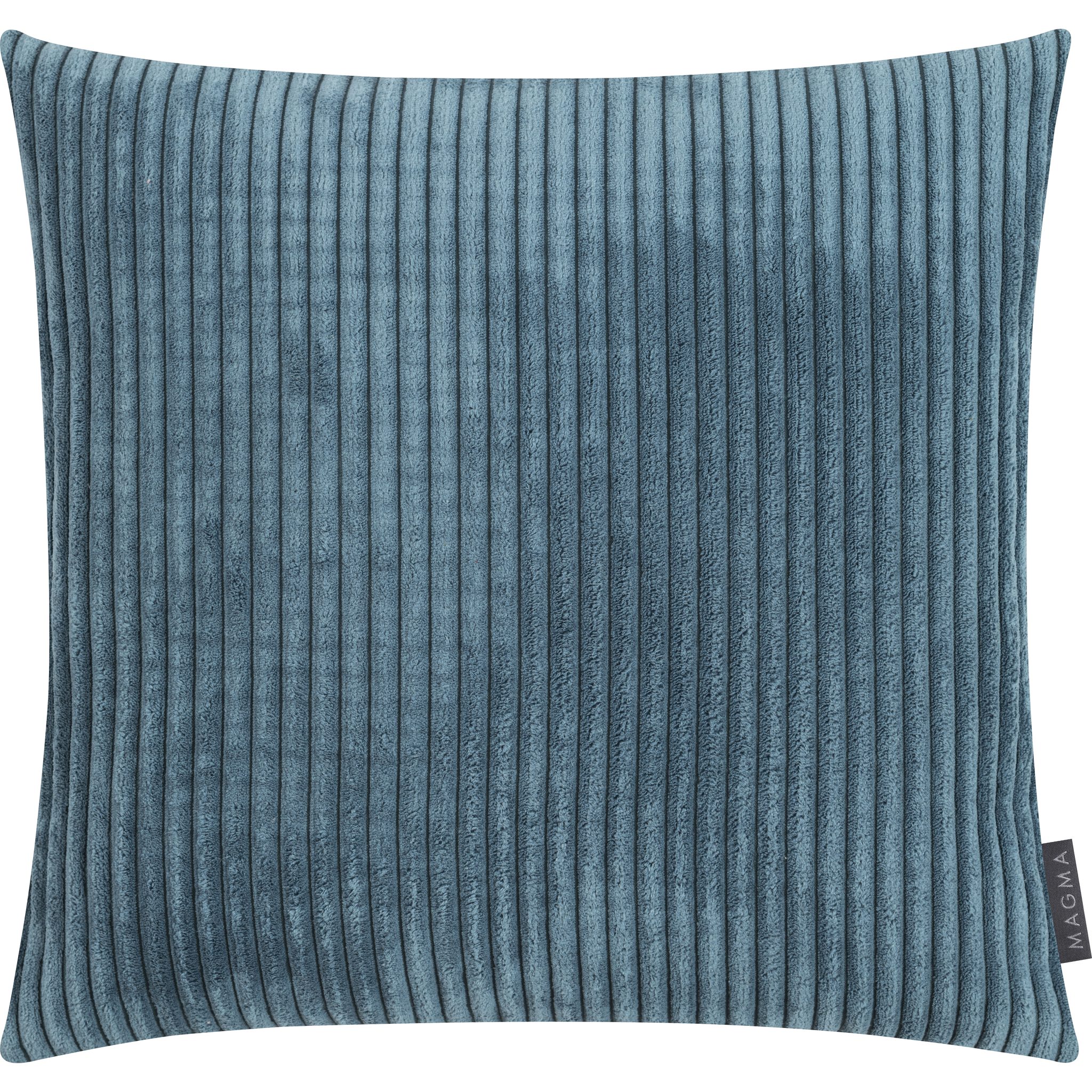 Coussin Shara 45x45 cm, velours côtelé moelleux, couleur pétrole, garnissage premium inclus