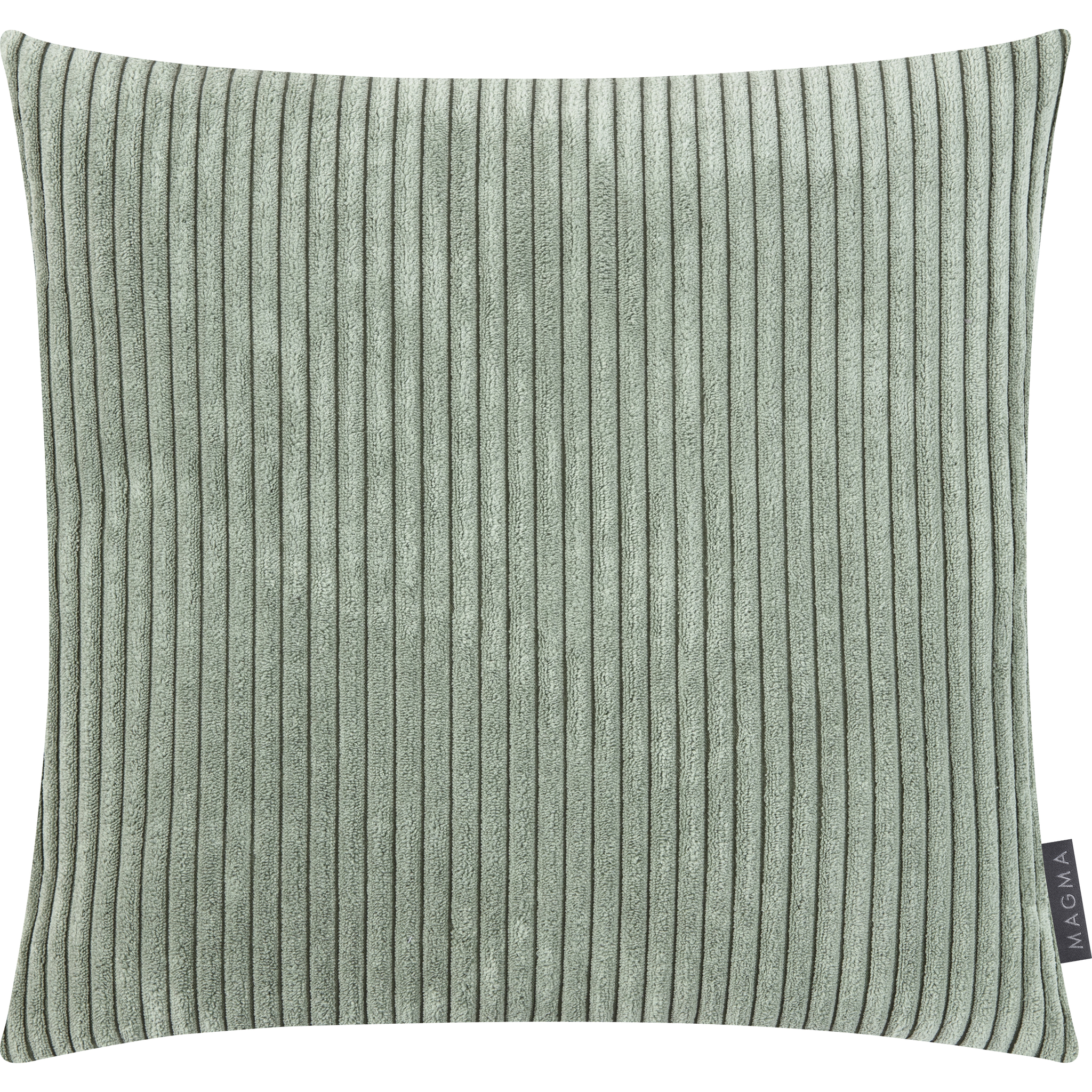 Coussin Shara 45x45 cm, velours côtelé doux, vert sauge, garnissage de qualité supérieure