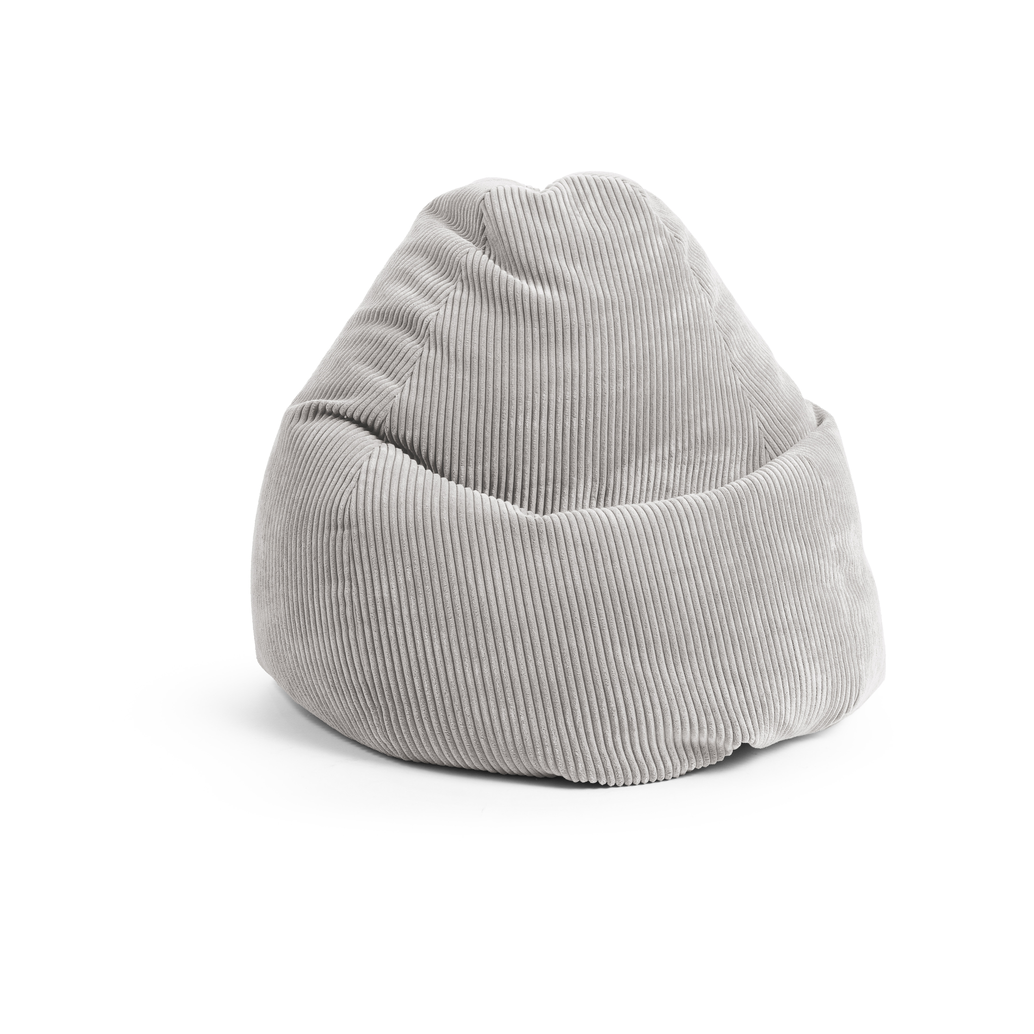 Pouf Shara en velours côtelé gris peluche