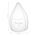 Sitzsack XXL BeanBag in Tropfenform, 130 cm hoch, 80 cm Durchmesser – Magma Shara Masszeichnung
