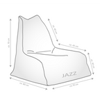 Magma Jazz Sitzsack Maßzeichnung: 70x80cm Grundfläche, 70cm Höhe, 45cm Sitzbreite, 30cm Sitzhöhe