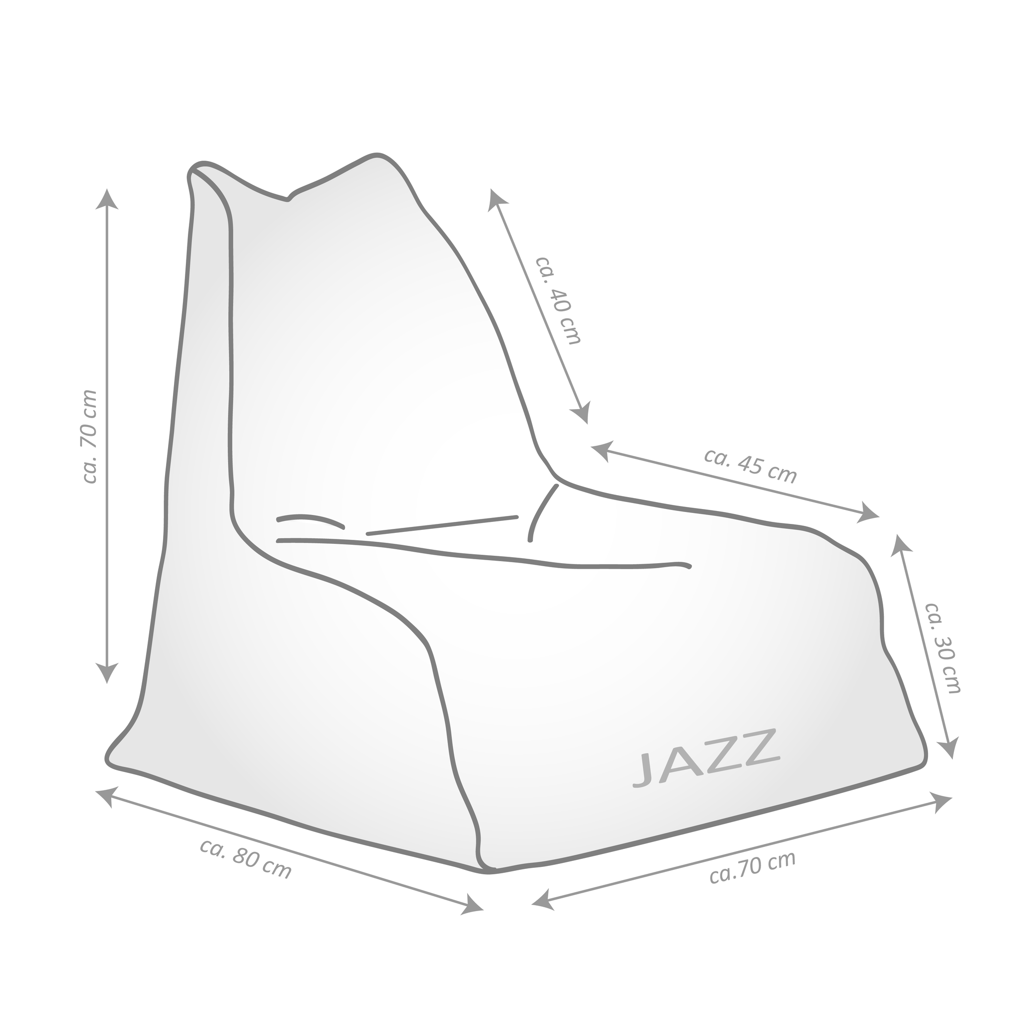 Pouf Shara Jazz, velours côtelé doux, gris