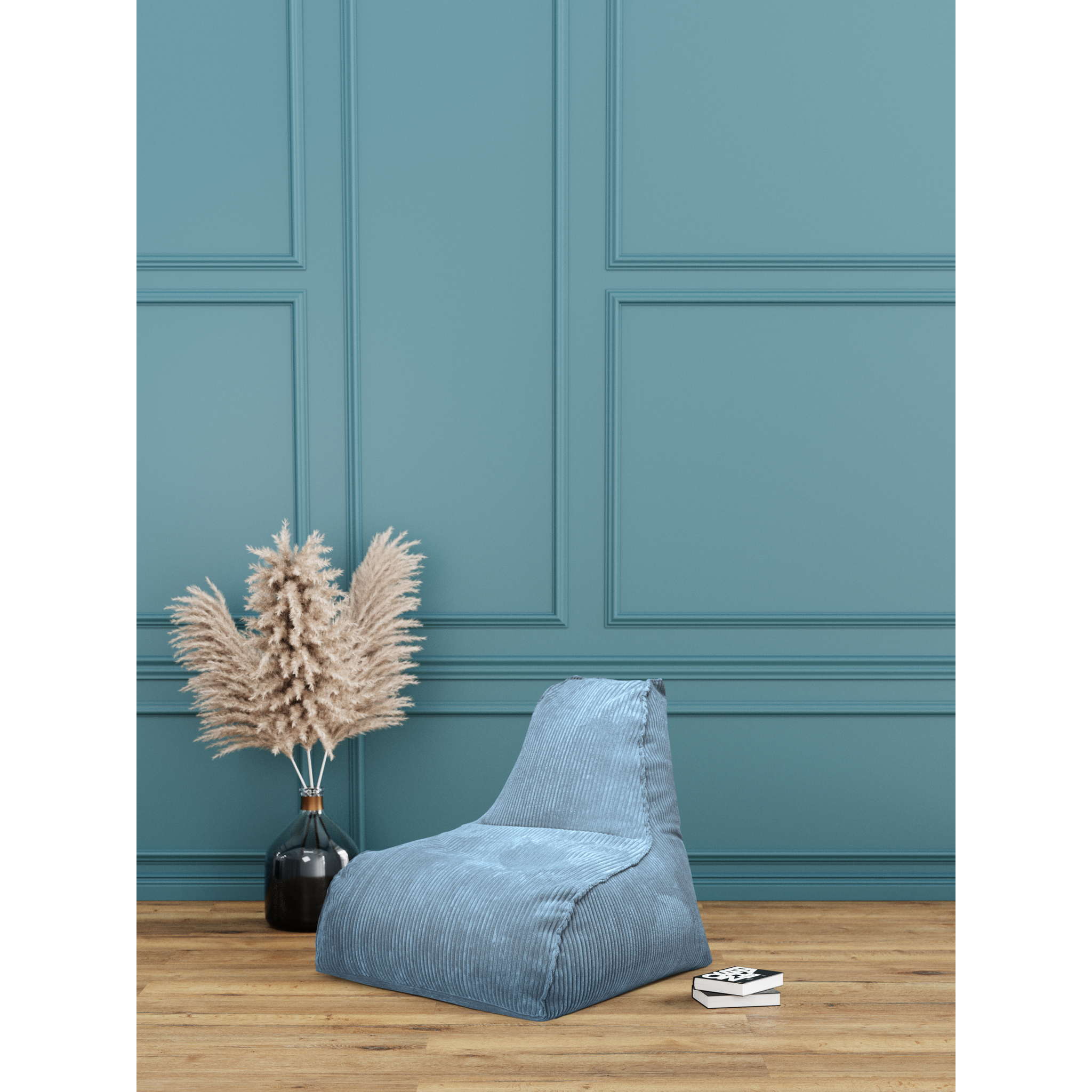 Pouf Shara Jazz, velours côtelé doux, gris