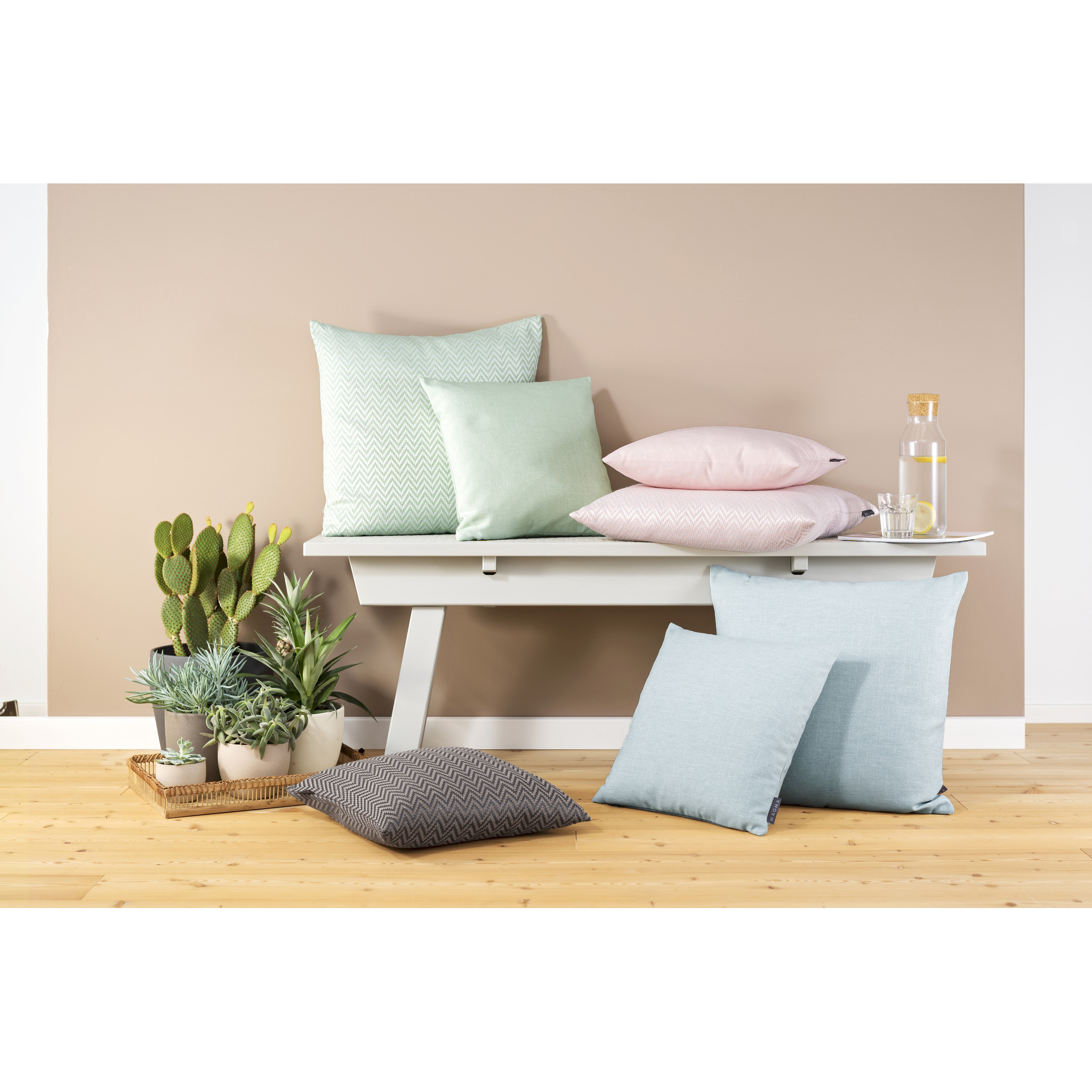 Coussin Riva 40x40 vert pastel