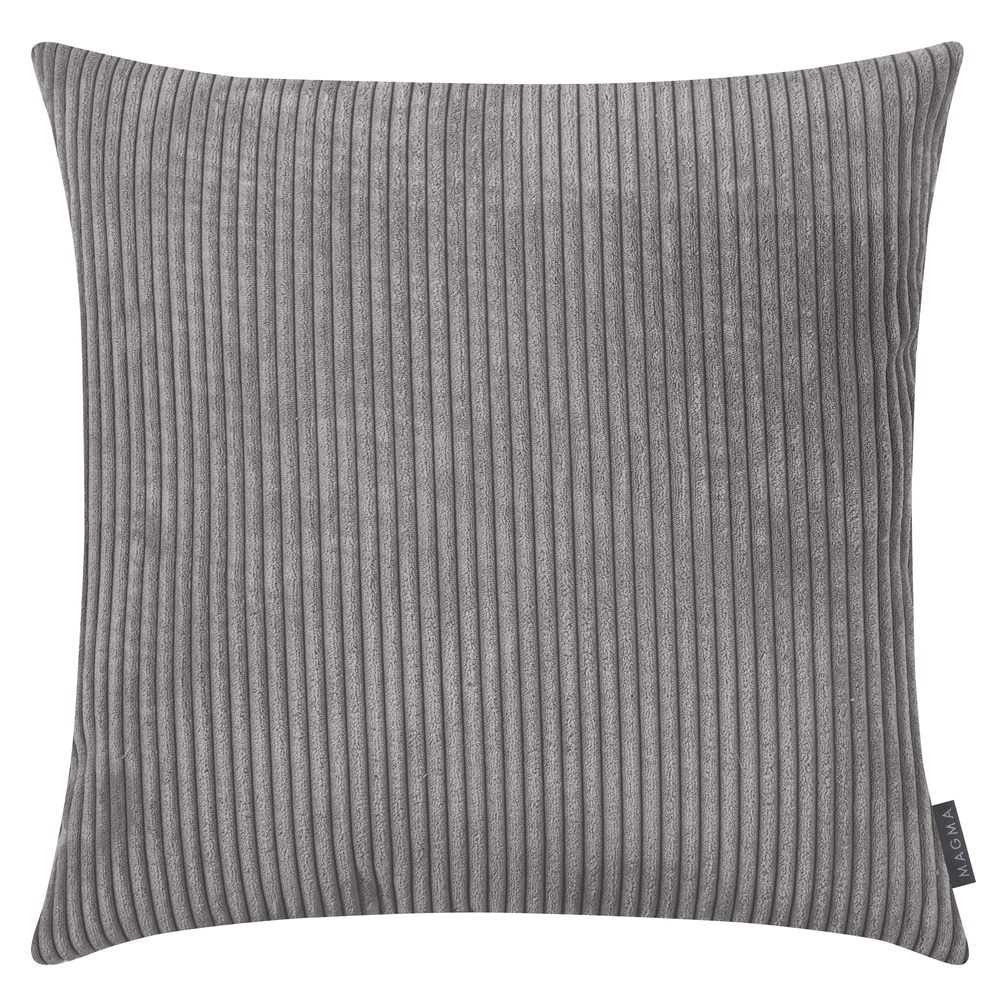 Coussin Shara 60x60 cm en velours côtelé moelleux anthracite avec garniture de qualité supérieure