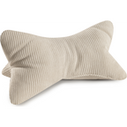 Leseknochen-Kissen Inga in Beige aus Cord-Stoff – ergonomisches Nackenkissen für entspanntes Lesen