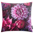 Magma Kissenhülle Fleurs mit romantischem Blumenmuster in Pink und Lila auf dunklem Hintergrund