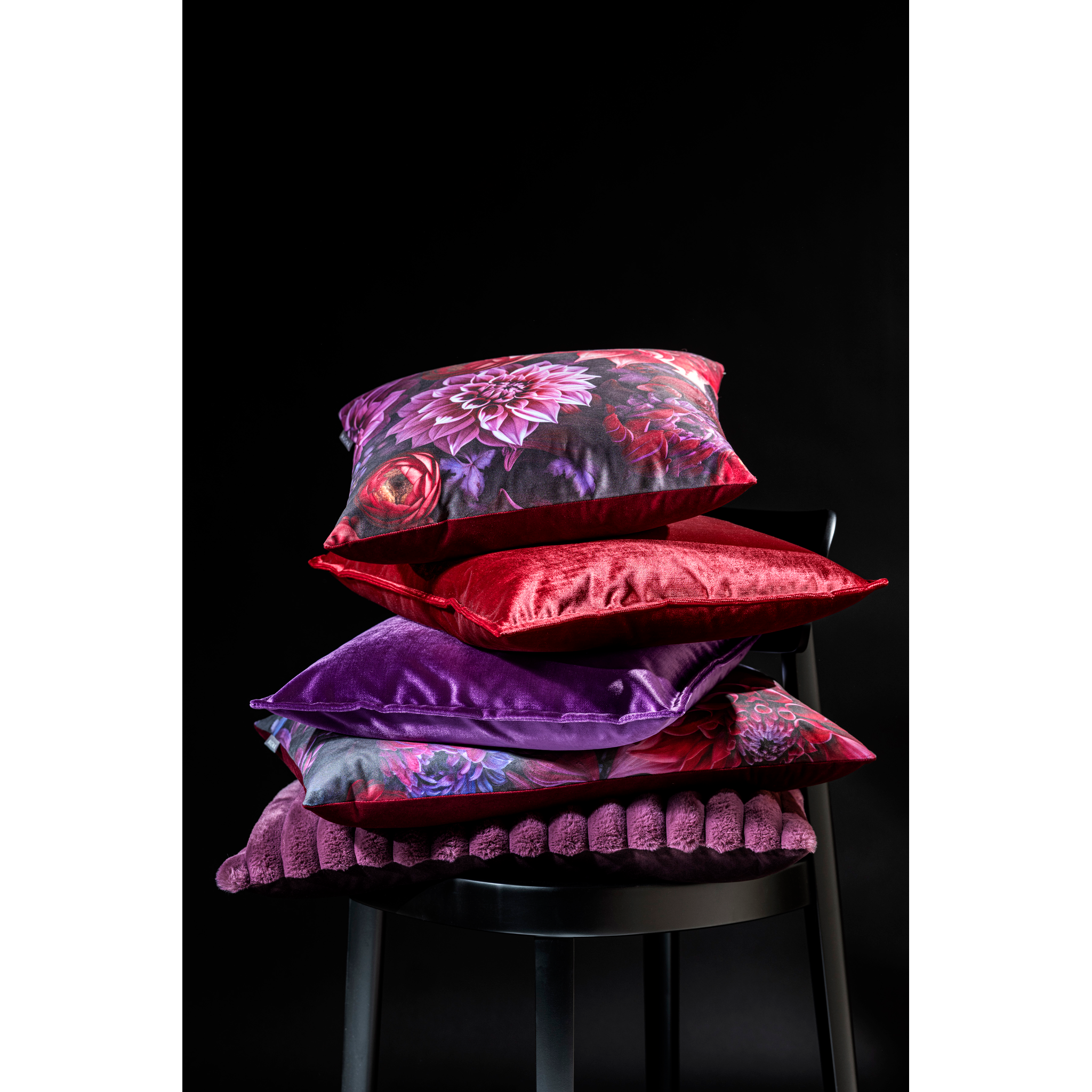 Kissen Fleurs 45x45 brombeer inkl. Premiumfüllung