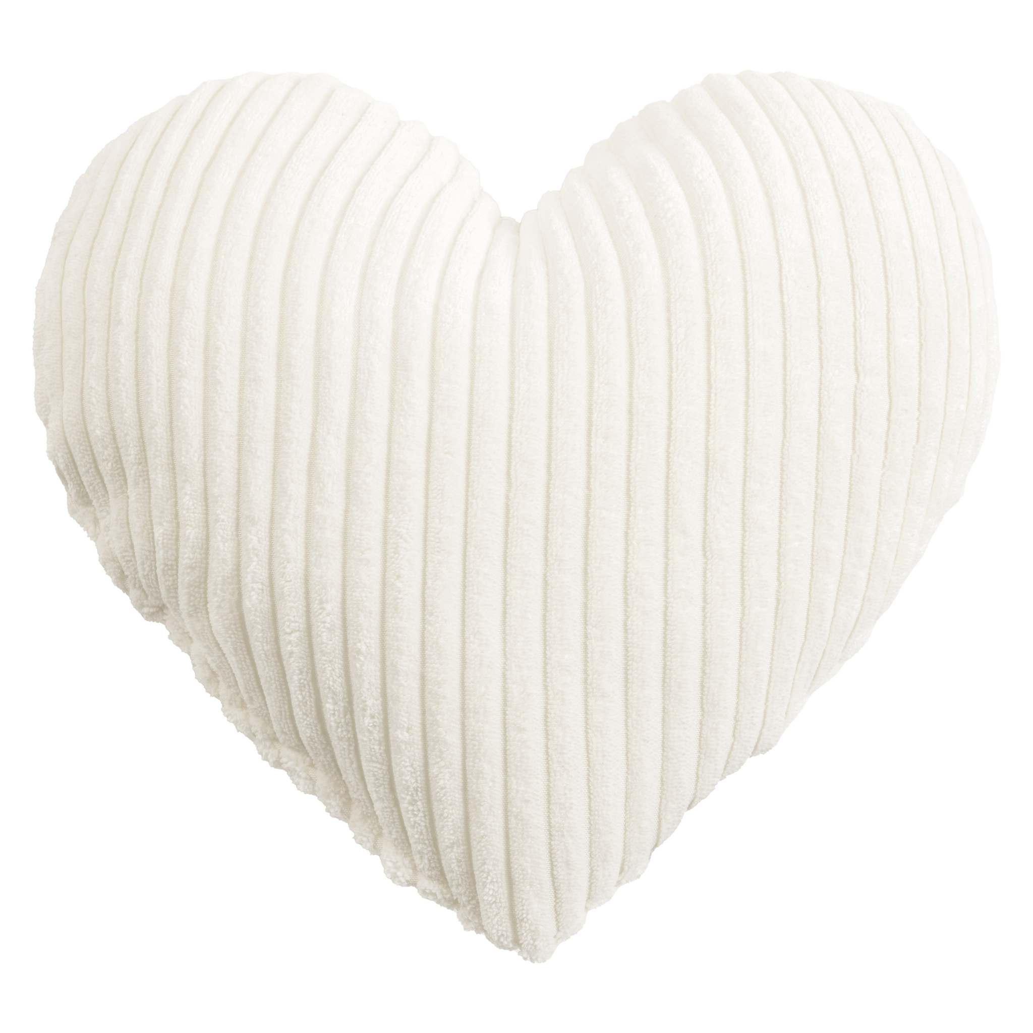 Coussin en forme de cœur Shara 32 cm en cordon polaire ivoire