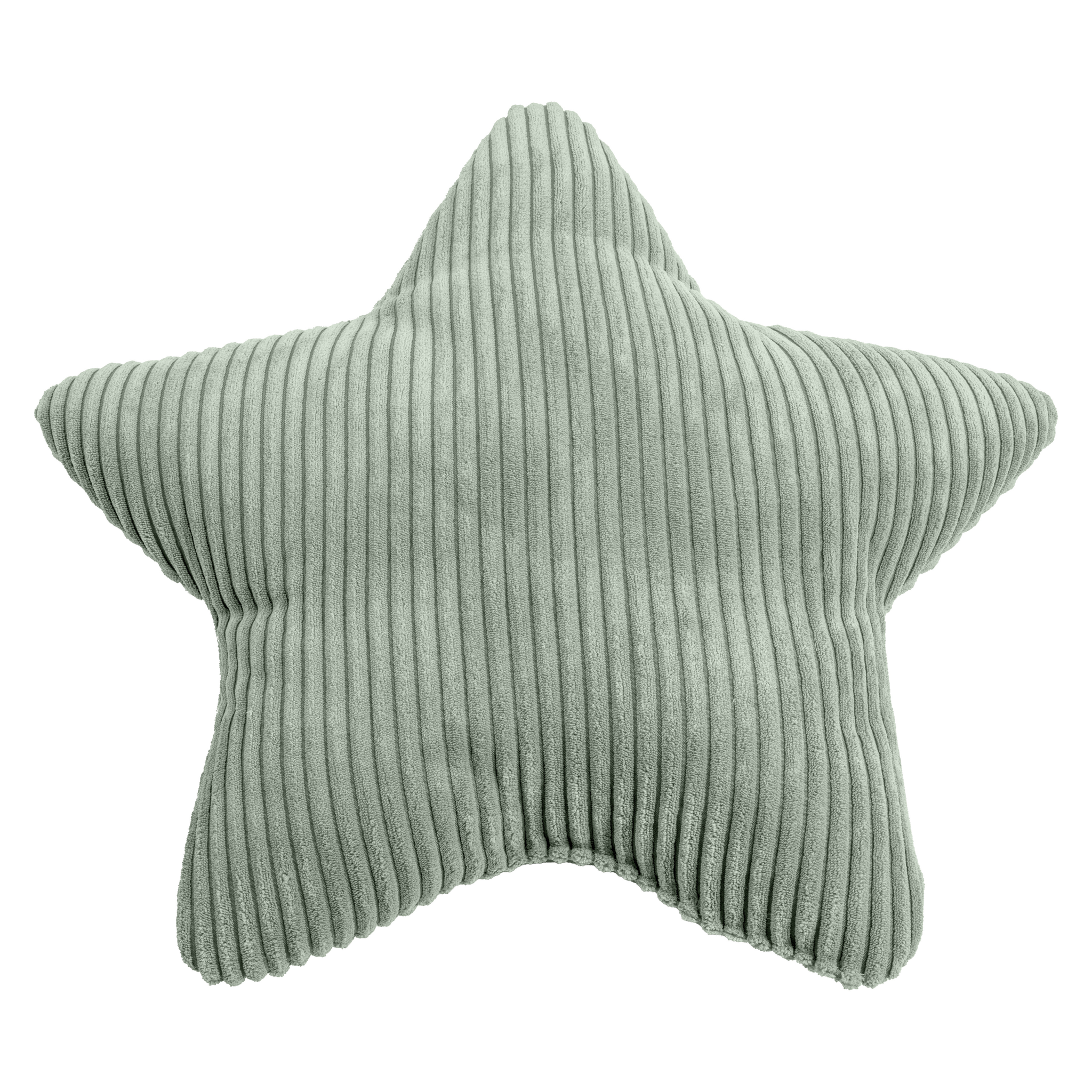 Coussin étoile Shara 55 cm en velours côtelé moelleux sauge