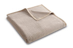 Biederlack Kuscheldecke Feel in Taupe, weiche gefaltete Wohndecke mit Rippenstruktur und satiniertem Rand