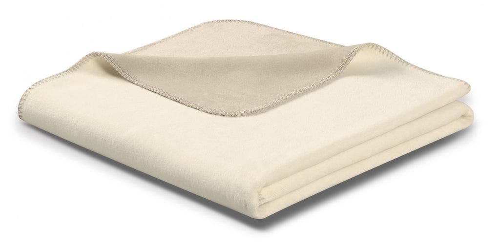 Couverture douce et moelleuse double face, écru à plumes