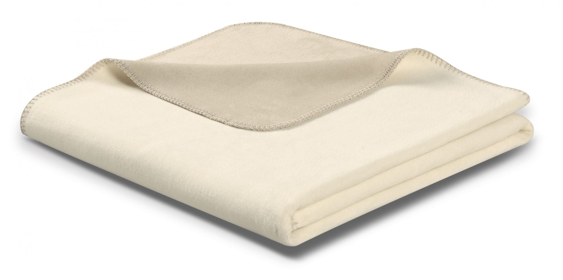 Couverture douce et moelleuse double face, écru à plumes