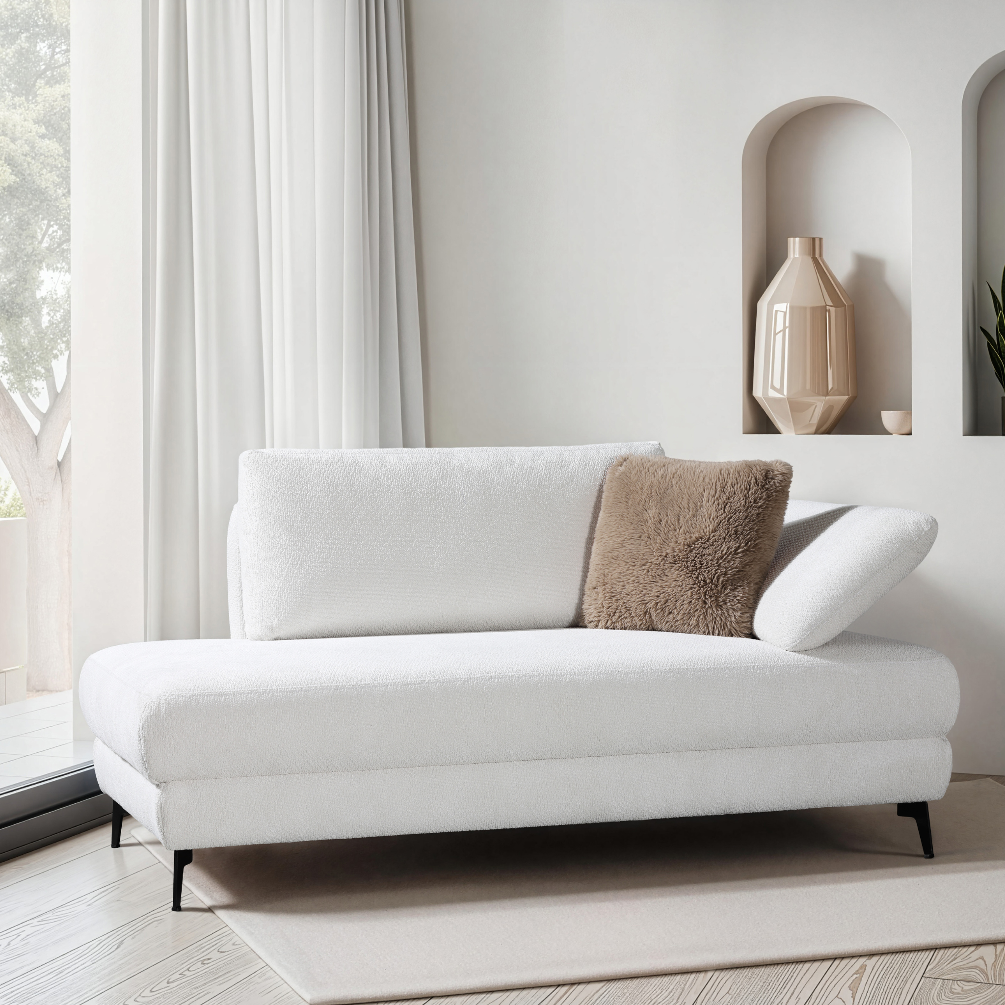 Restyl Wesley Bettsofa Einzelliege weiß - modernes Designersofa mit Schlaffunktion