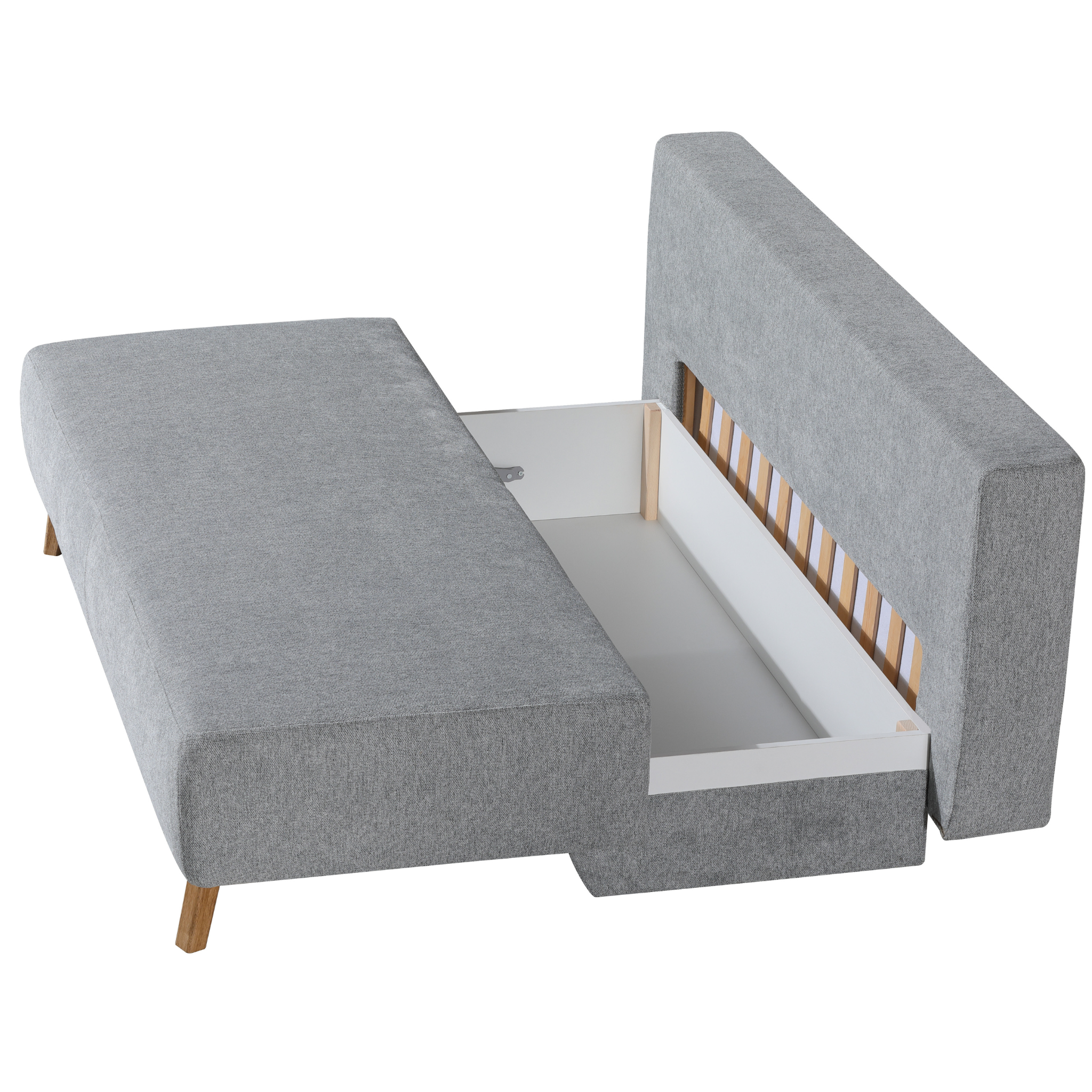 Restyl Bettsofa Flip – Grau Polstersofa mit Stauraum und ausziehbarem Bett Funktion