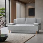 Restyl Bettsofa Flip: Modernes Schlafsofa in Grau mit Holzbeinen, ideal für kleine Wohnzimmer.