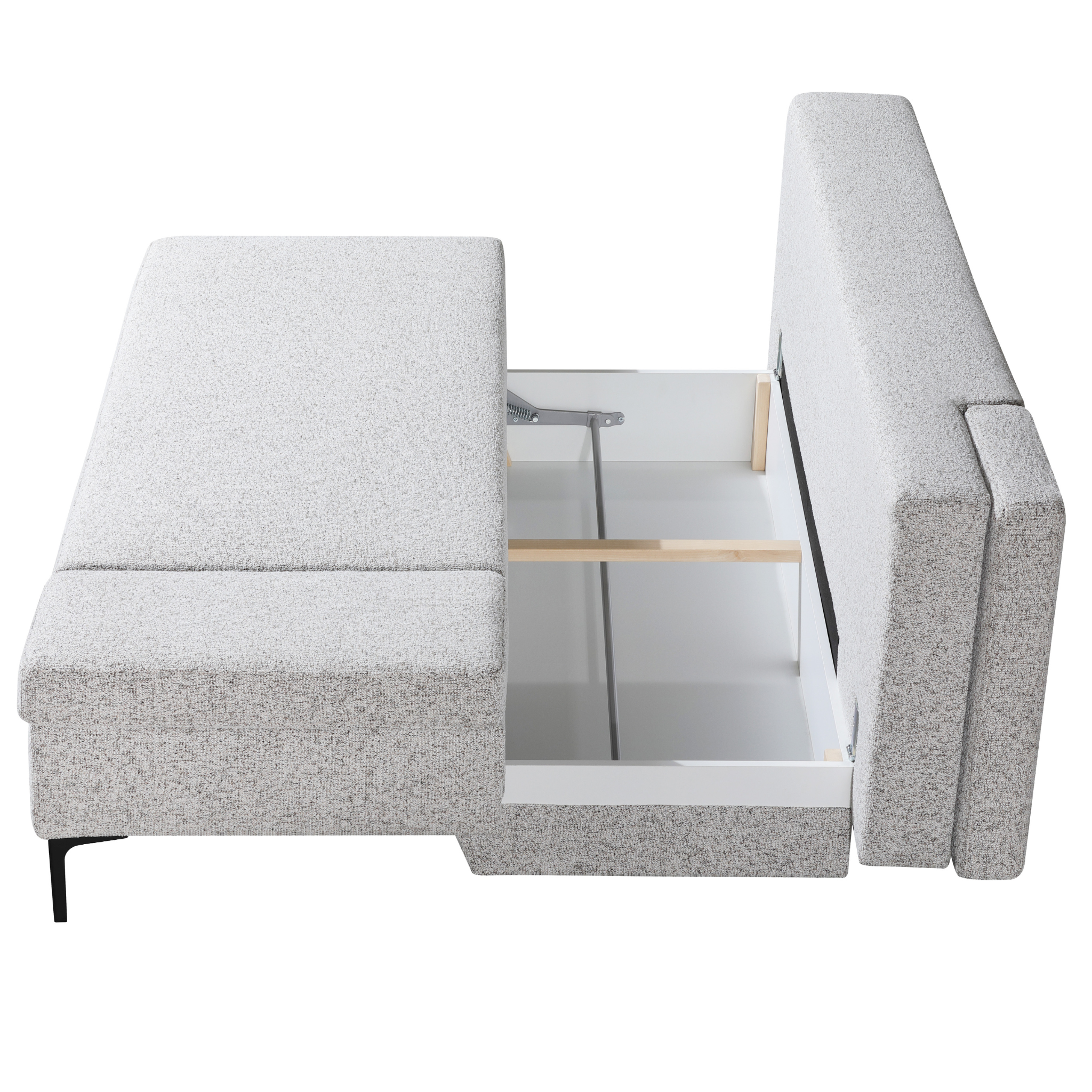 Restyl Bettsofa Tundra 1arm rechts grau - modernes Schlafsofa mit Stauraum und Armlehne