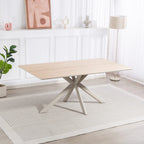 Esstisch LIVIA 180cm mit Holzplatte und silbernem Gestell - moderner Designertisch