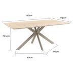 Esstisch Livia 180cm - Moderner Design Tisch mit Kreuzgestell und Massivholzplatte