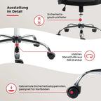 Ergonomischer Chefsessel Regensburg mit Sicherheitsgasdruckfeder und 360° drehbarem Metallfußkreuz für stabilen Halt.