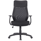 Chefsessel Niko Schwarz mit Netzrücken, gepolstertem Sitz, Armlehnen und Rollen – ergonomischer Bürostuhl von Duo Collection