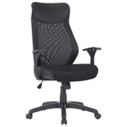 Schwarzer Chefsessel Niko mit Netzrücken, Kopfstütze, Armlehnen und Rollen – ergonomischer Bürostuhl von Duo Collection