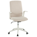 Duo Collection Drehstuhl Floris in Sand, höhenverstellbarer Bürostuhl mit Armlehnen und Rollen, weißes Gestell