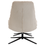 Duo Collection Relaxsessel Porto in Beige Kordstoff, Rückansicht mit schwarzem Drehgestell