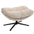 Duo Collection Relaxsessel Hocker Porto Kordstoff Beige mit schwarzem Drehfuss