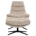 Duo Collection Relaxsessel Porto in Beige Kordstoff mit schwarzem Drehgestell, Frontansicht