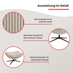 Duo Collection Relaxsessel Porto mit Hocker, Kordstoff beige, robustes Gestell – Details der Ausstattung