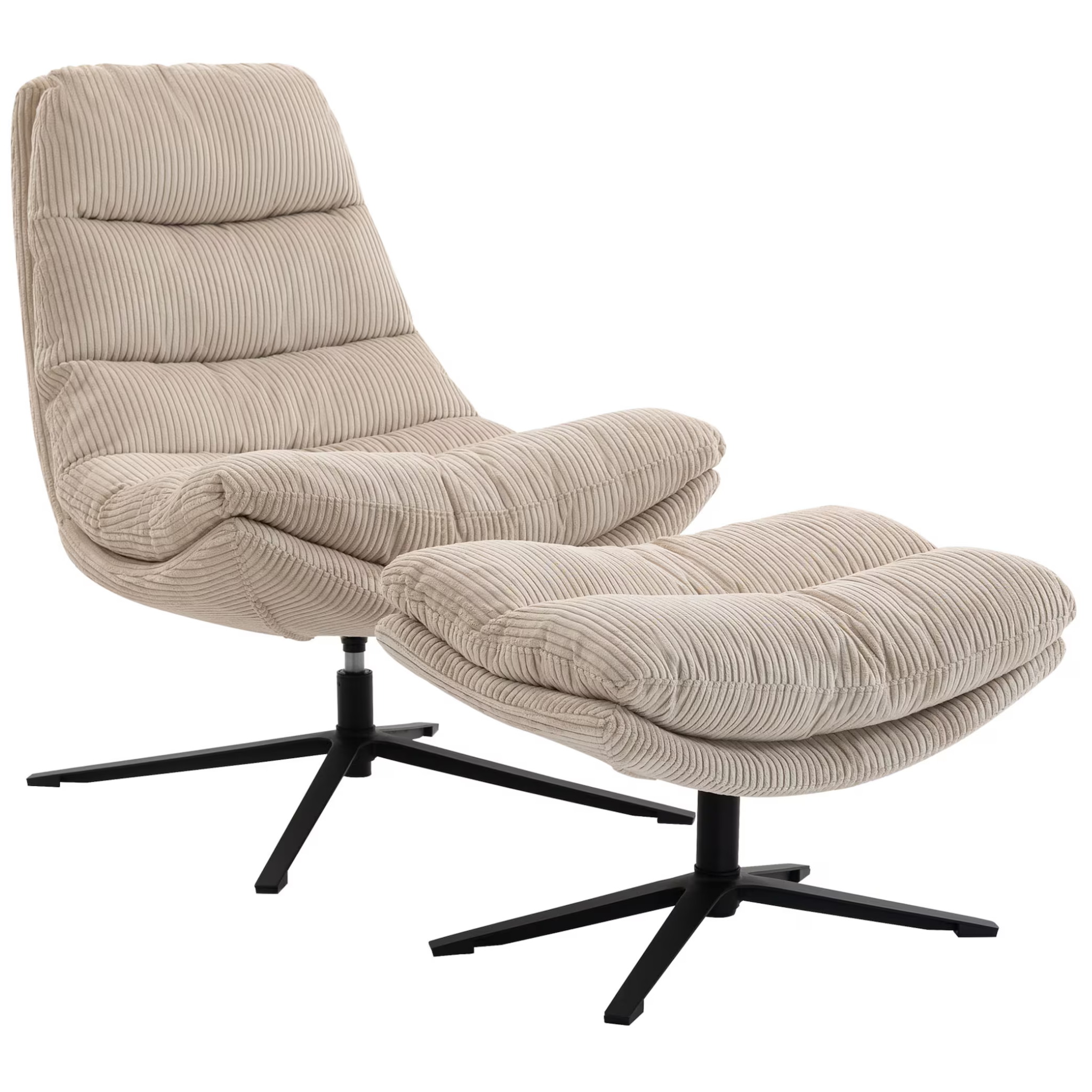 Relaxsessel mit Hocker in Cordstoff