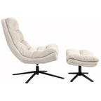 Duo Collection Relaxsessel Porto mit Hocker, Kordstoff beige, schwarzes Drehgestell