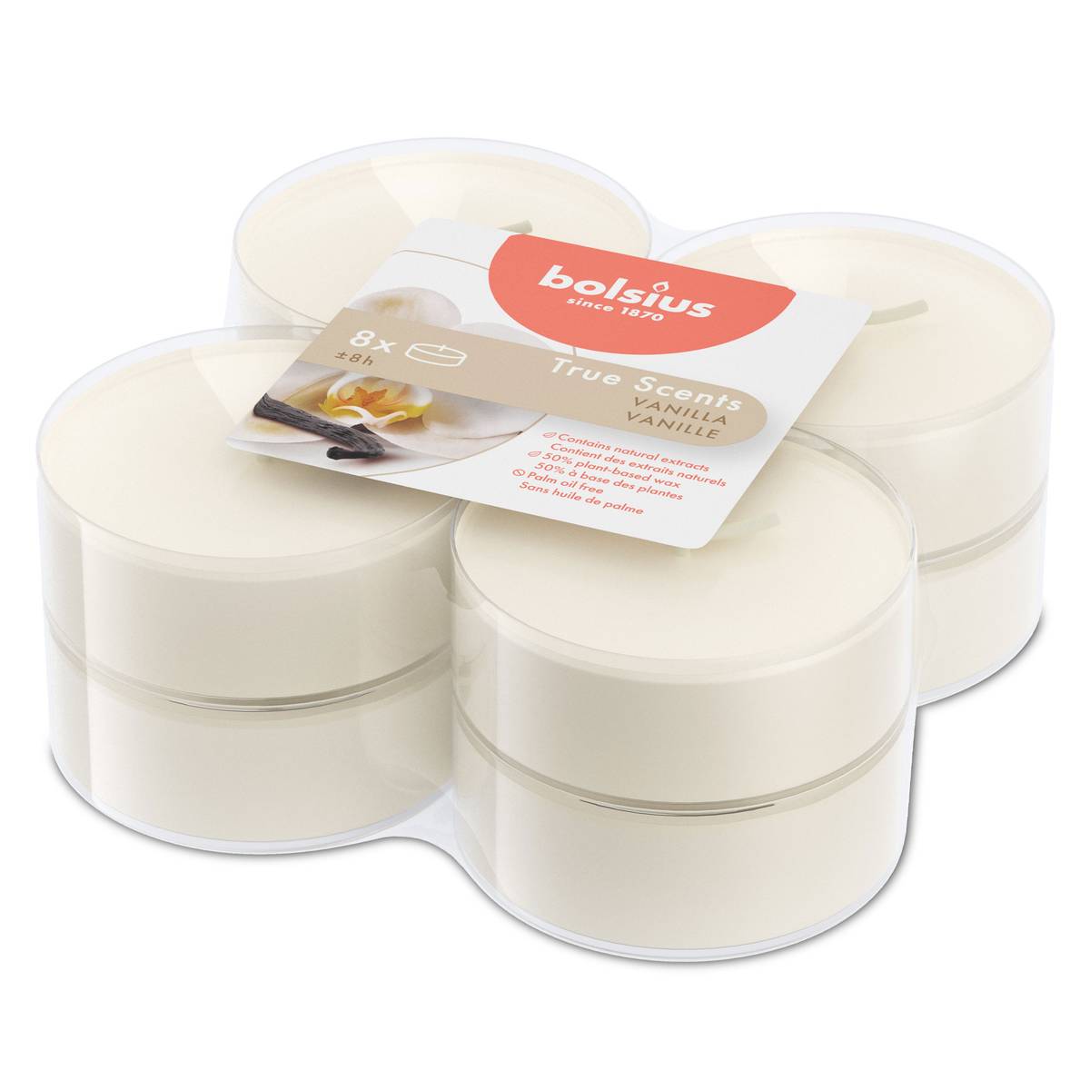 Bougies chauffe-plat parfumées, lot de 8, vanille