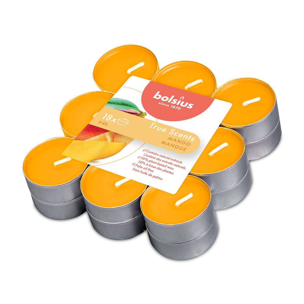 Bougies chauffe-plat parfumées, coffret de 18 pièces, mangue