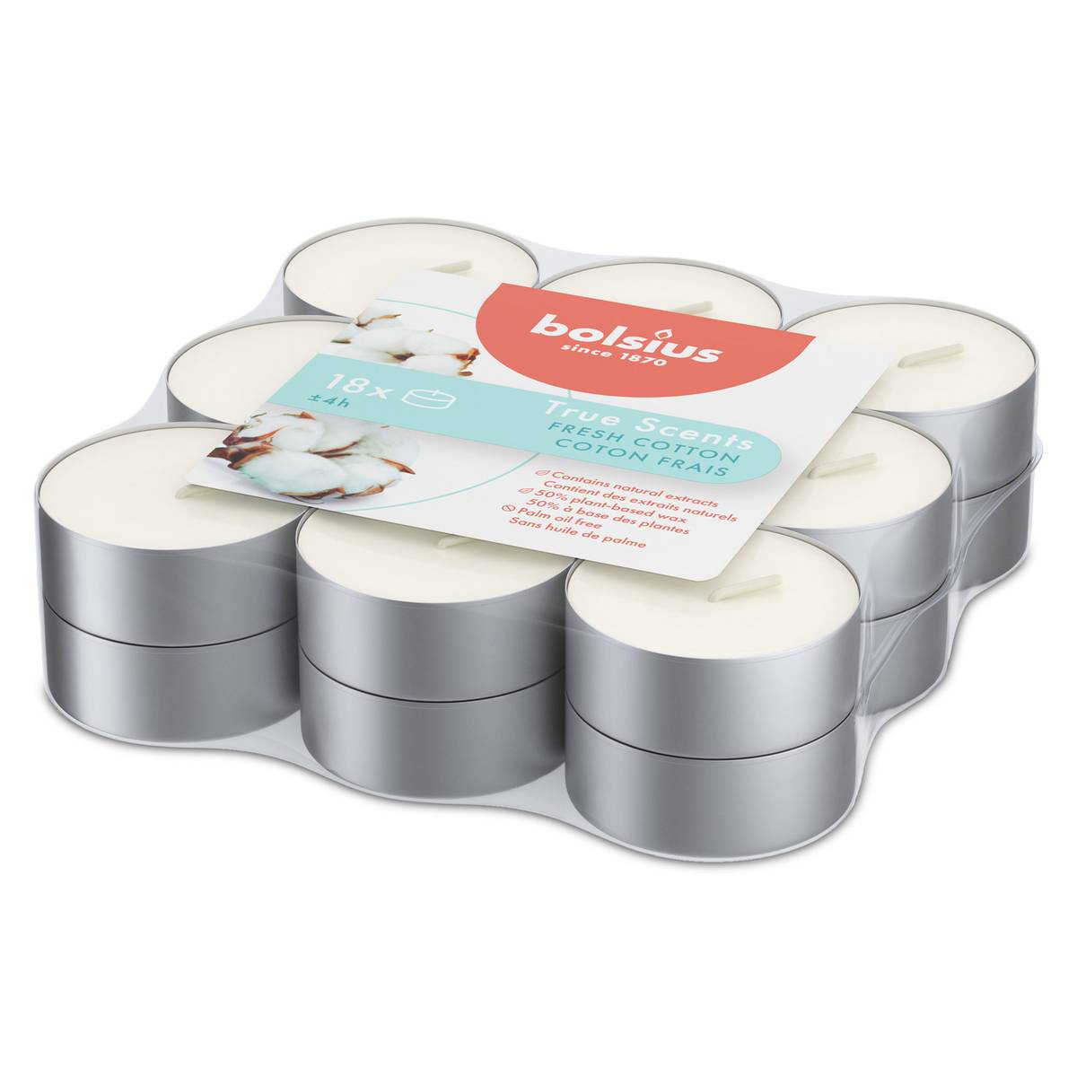 Ensemble de 18 bougies chauffe-plat parfumées au coton frais