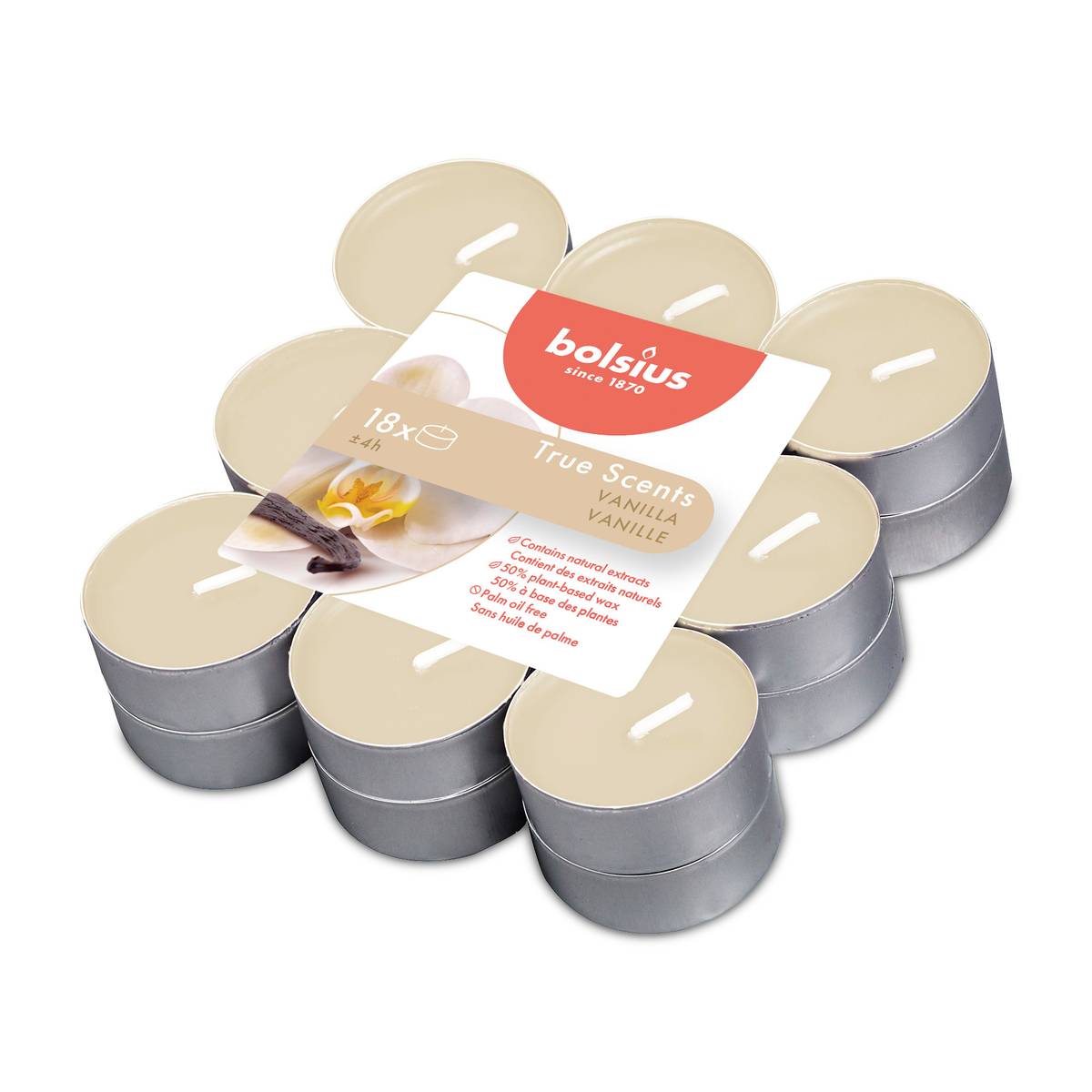Bougies chauffe-plat parfumées, coffret de 18 pièces, vanille