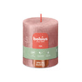 Bolsius Stumpenkerze Rustic Shimmer in Rosa, 35h Brenndauer, veganes Wachs, palmölfrei, Premium Qualität