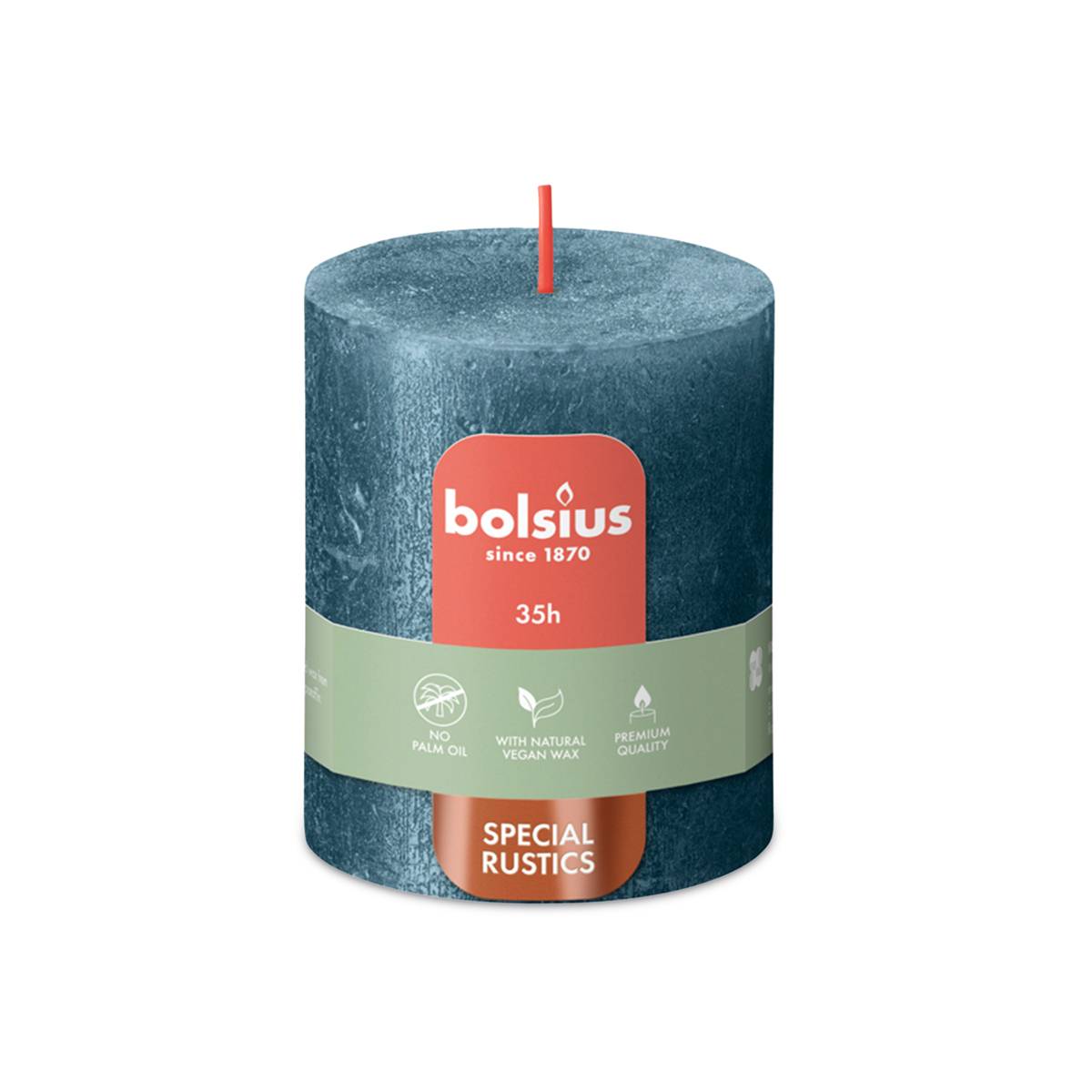 Stumpenkerze Rustic Shimmer Schimmerblau Ø 68 x 80 mm