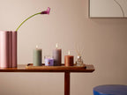 Bolsius Geschenkset Funky Freshness Lavendel mit Kerzen und Diffuser auf Holztablett