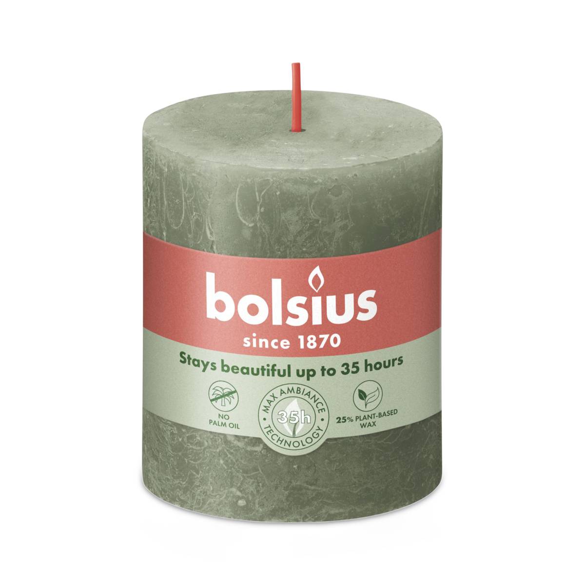 Stumpenkerze Rustic olivgrün Ø 68 x 80 mm