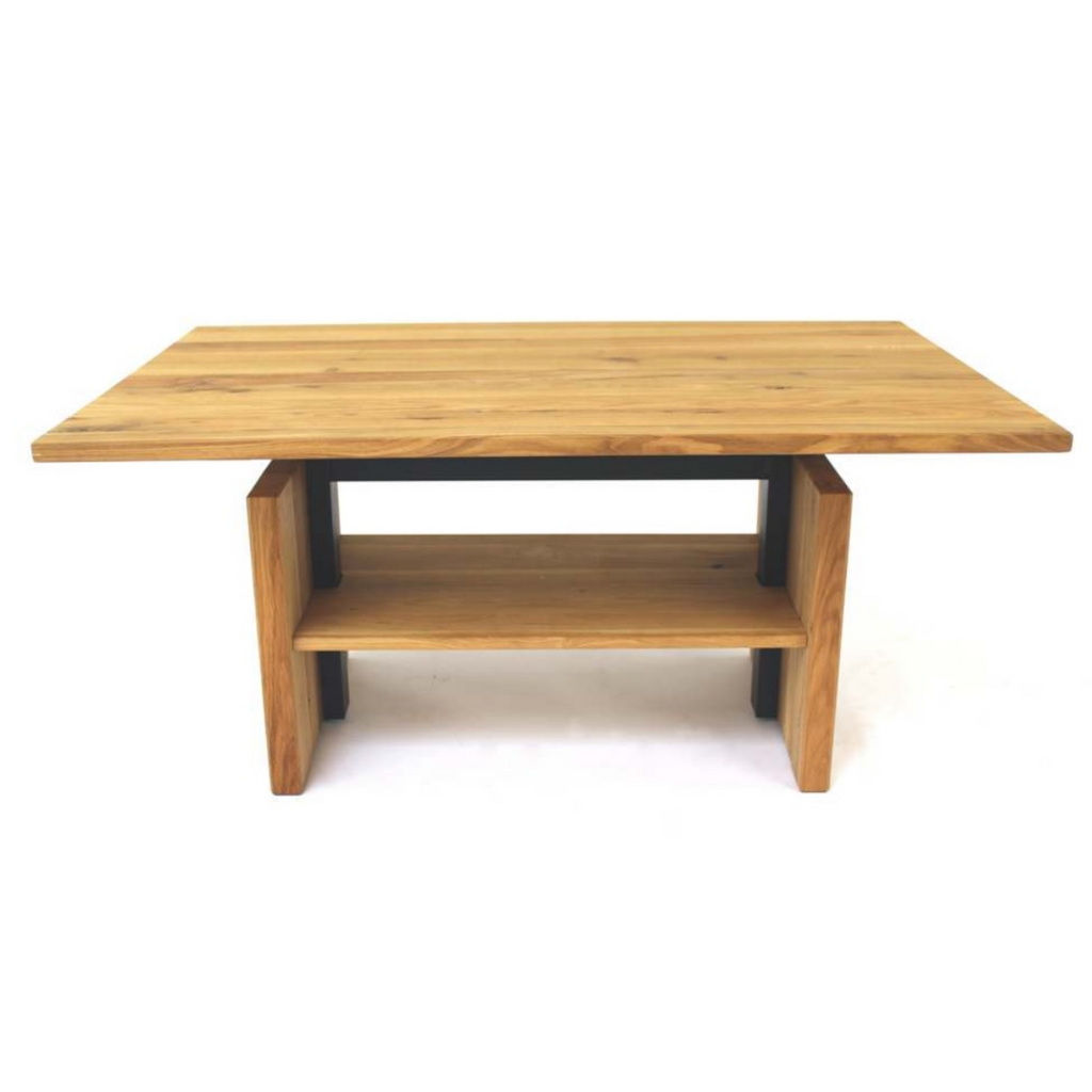 Table basse pratique en chêne, réglable en hauteur