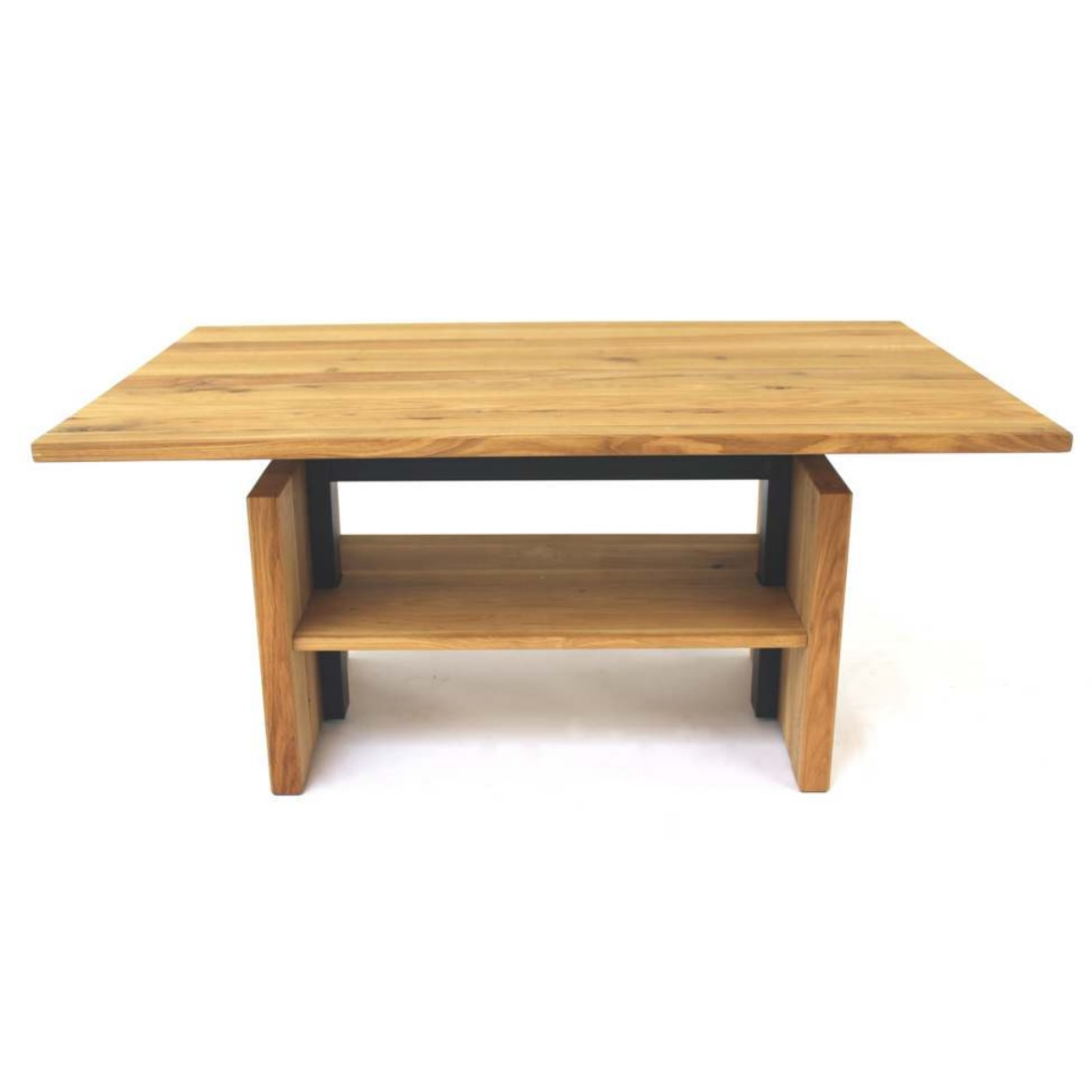 Table basse pratique en chêne, réglable en hauteur