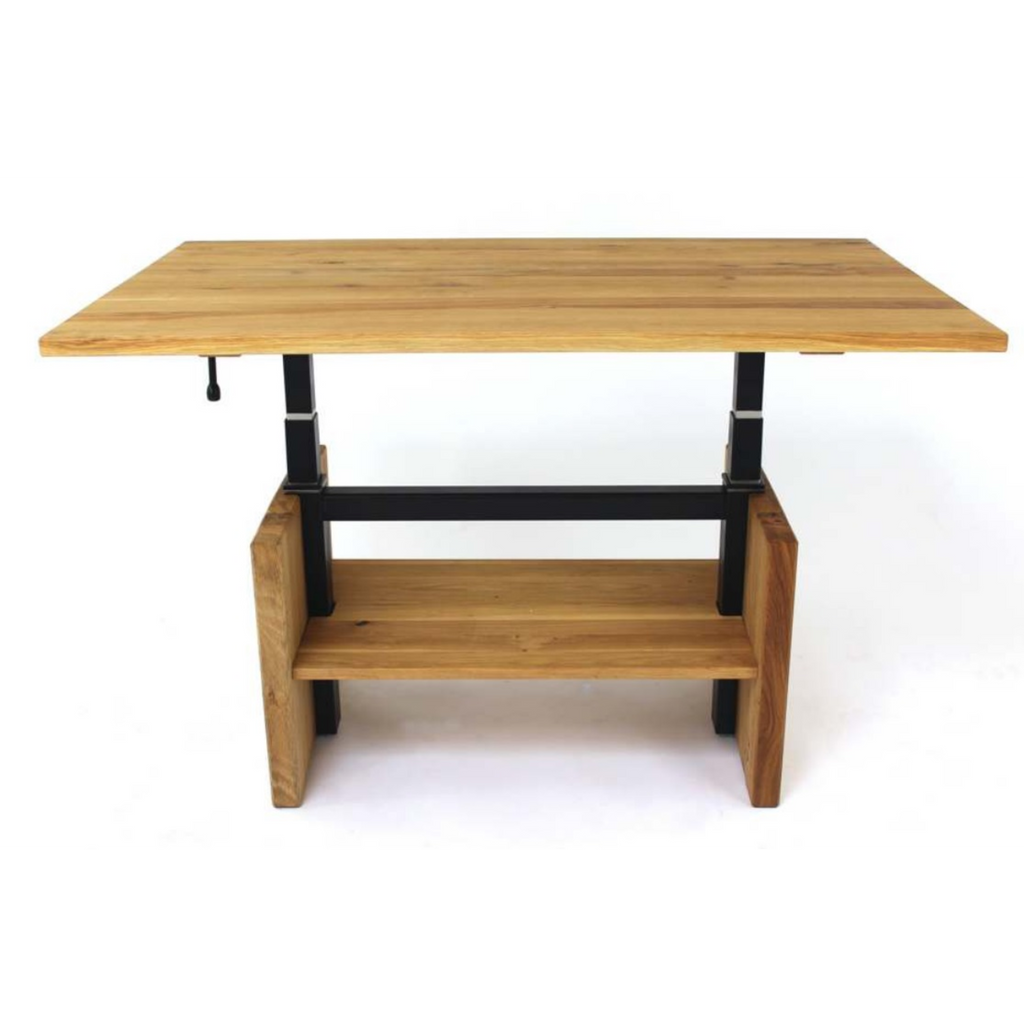 Table basse pratique en chêne, réglable en hauteur